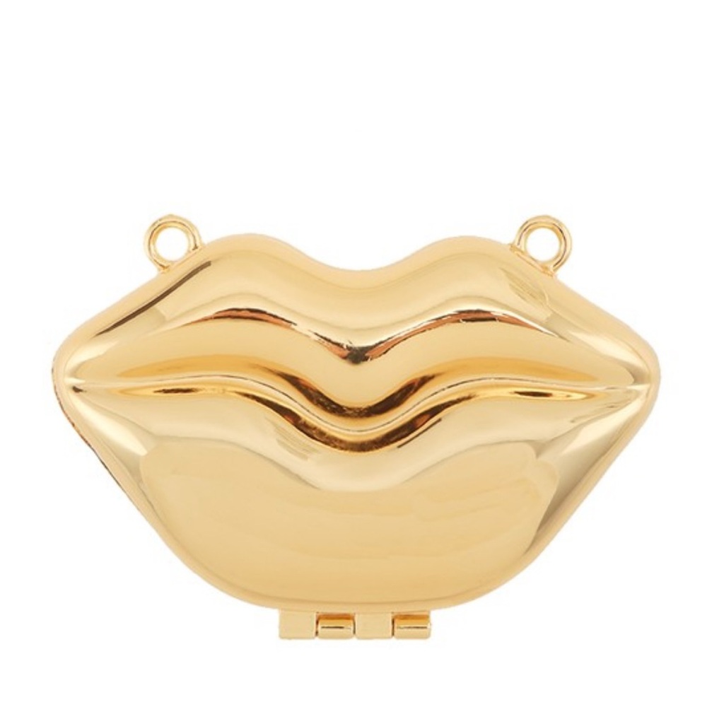 •Lip Action• Gold Crossbody Clutch w/Removable Chain Strap